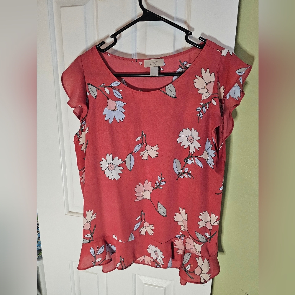 LOFT Pink Floral Blouse